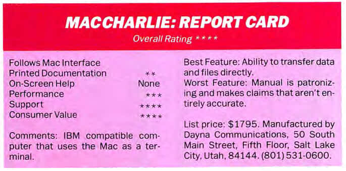MacCharlie Report Card: 4 stars