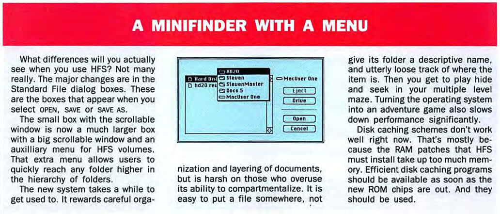 A Minifinder with a Menu