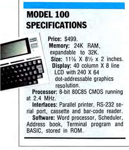 Model 100 Specifications